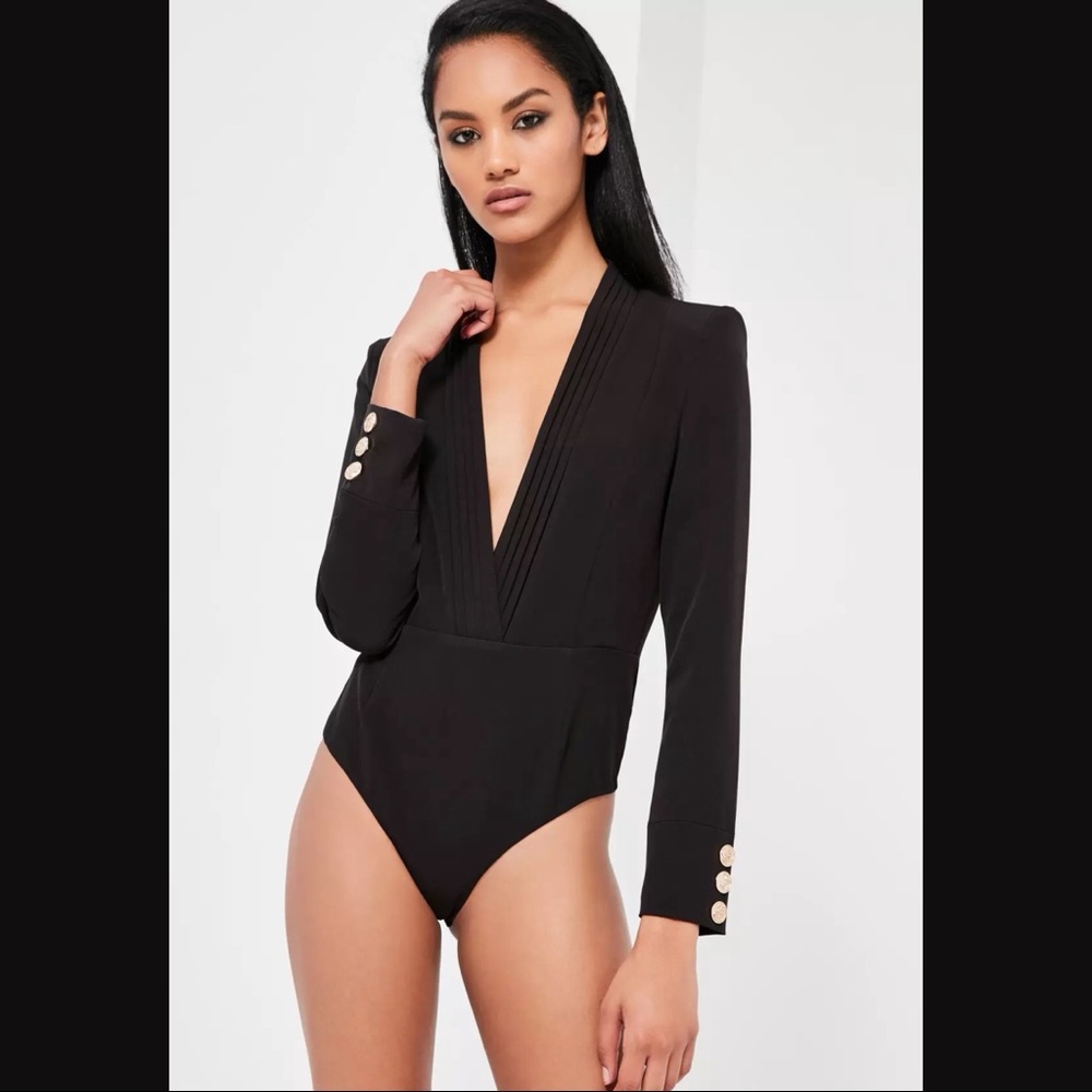 Missguided Peace + Love long sleeve black bodysuit
